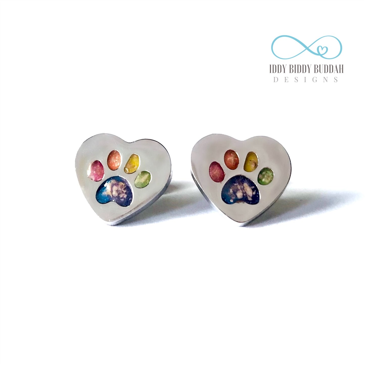 Heart Paw Print Pet Memorial Earrings