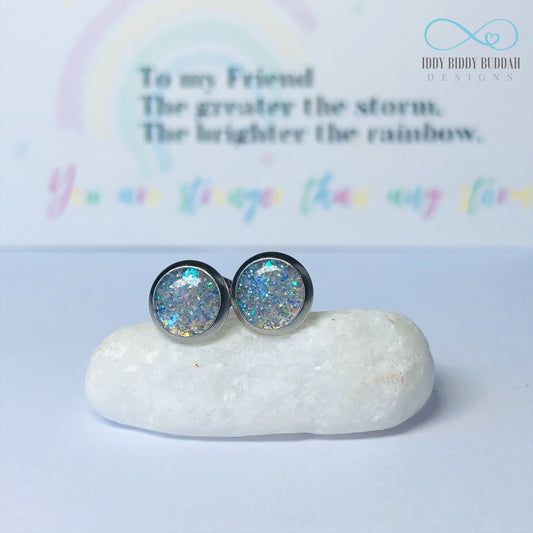 Rainbow sparkle earrings “You are stronger than any storm”