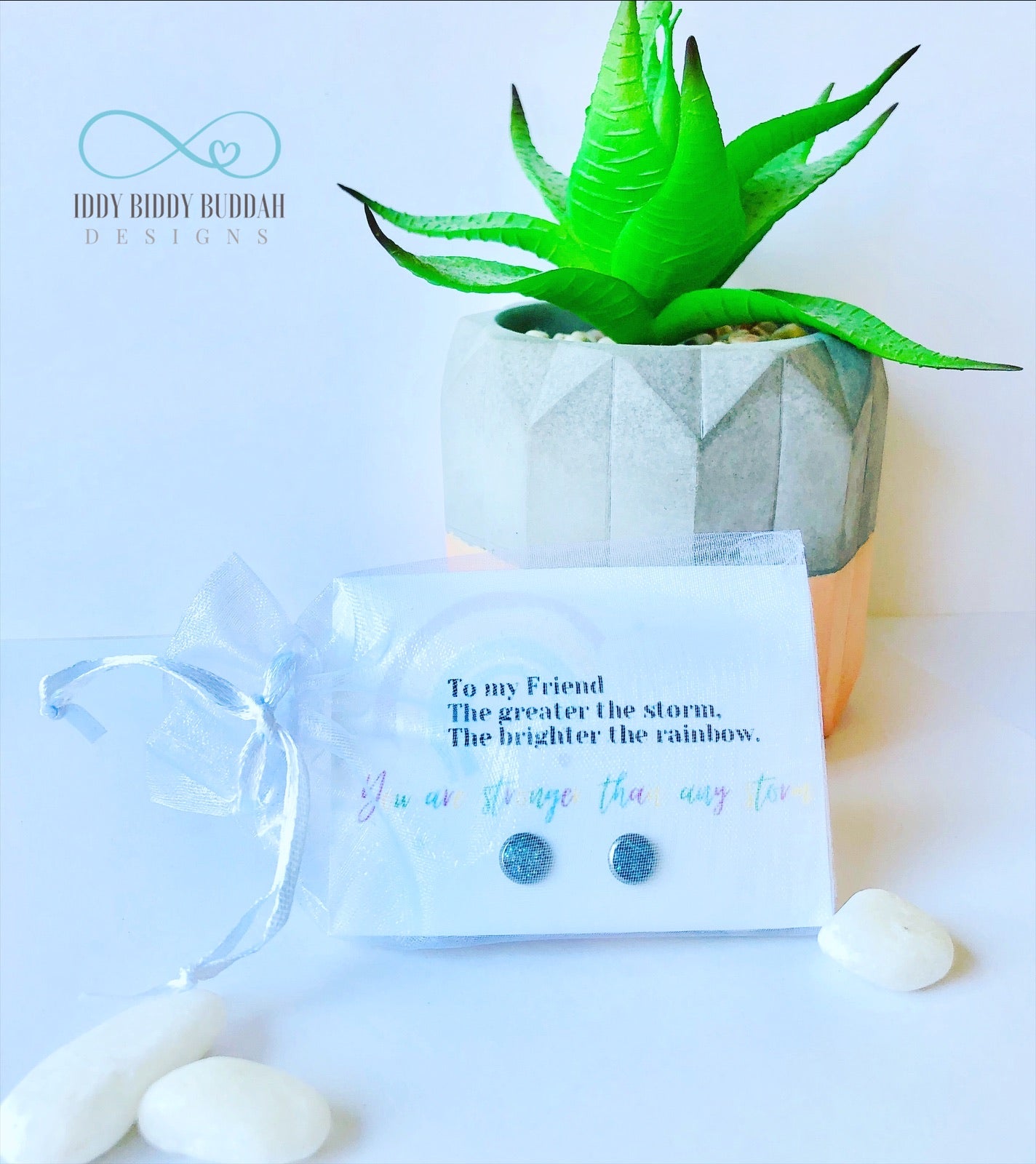 Rainbow sparkle earrings “You are stronger than any storm”
